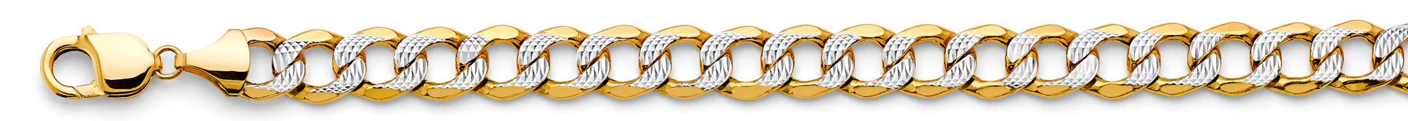 14k Two Tone Hollow Bevelled Curb Chain