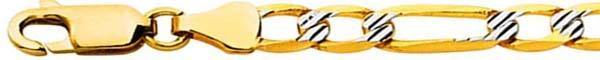 14k Yellow Gold Pave Figaro Chain