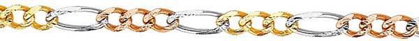14k Gold Tricolor Figaro Chain