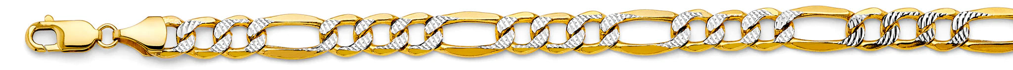 Two Tone Hollow Bevel Figaro Chain