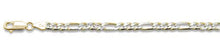 Load image into Gallery viewer, Sterling Silver Yellow Gold Plated 100-4mm Pave Figaro Chain-Length 10&quot;