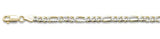 Sterling Silver Yellow Gold Plated 100-4mm Pave Figaro Chain-Length 10