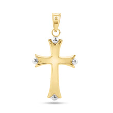 Load image into Gallery viewer, 14K Yellow Gold Bead Edge Hollow Tube Cross Pendant