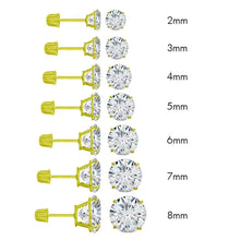 Load image into Gallery viewer, 14k Yellow Gold Round Moissanite Screw Back Stud Earring