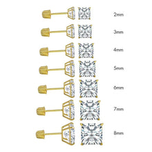 Load image into Gallery viewer, 14k Yellow Gold Square Moissanite Screw Back Stud Earring