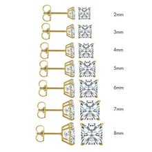 Load image into Gallery viewer, 14k Yellow Gold Square Moissanite Push Back Stud Earring