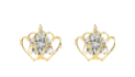 14K Yellow Gold Laser Cut CZ Crown Screw Back Earrings