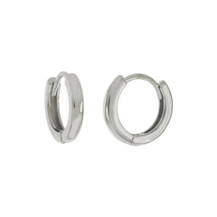Sterling Silver Rhodium Small Huggie Hoop Earrings