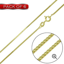 Load image into Gallery viewer, (Pack Of 6) Sterling Silver Gold Plated 0.8mm Box Chains