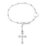 Italian Sterling Silver 3mm Rosary Rhodium BraceletAnd Length 7inchesAnd Width 3mm