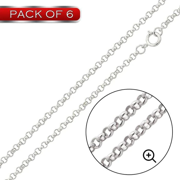 (Pack of 6) Sterling Silver High Polished Round Rolo 2mm-030 Chain