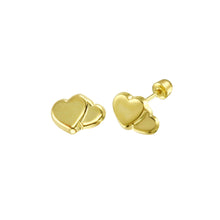 Load image into Gallery viewer, 14K Yellow Gold Double Heart Screw Back Earring