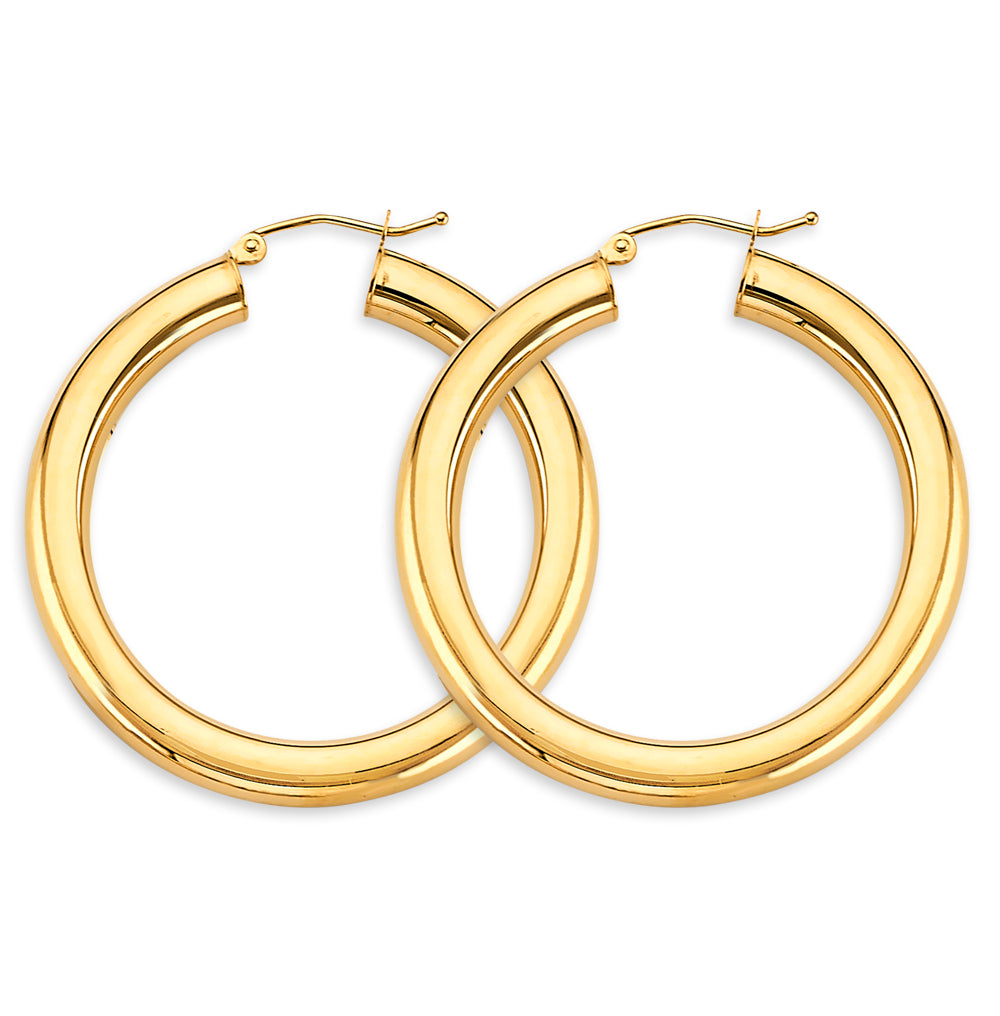 14K Yellow Gold 4 5mm Polish Round Tube 40mm Hoop Earrings Silverdepot 14k-yellow-gold-4-5mm-polish-round-tube-40mm-hoop-earrings-silverdepot