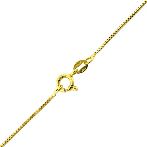 Sterling Silver 019-1MM Solid Yellow Gold Round Box Chain