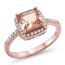 Load image into Gallery viewer, Sterling Silver Princess Cut Morganite and CZ Engagement Rings and Width 10mm