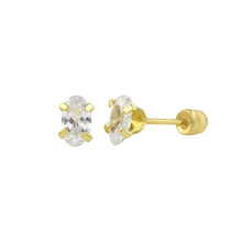 Load image into Gallery viewer, 14k Gold Oval CZ 5mm Stamping Stud Earring