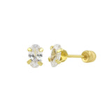 14k Gold Oval CZ 5mm Stamping Stud Earring