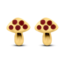 Load image into Gallery viewer, 14K Yellow Gold Mushroom Screw Back Earrings