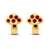 14K Yellow Gold Mushroom Screw Back Earrings