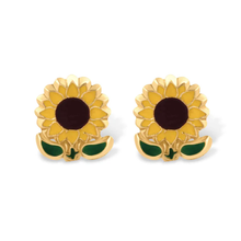 Load image into Gallery viewer, 14K Yellow Gold Sunflower Screw Back Earrings