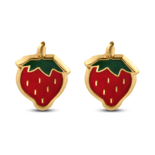 Load image into Gallery viewer, 14K Yellow Gold  Strawberry  Screw Back Earrings