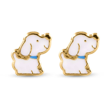 Load image into Gallery viewer, 14K Yellow Dog Screw Back Earrings