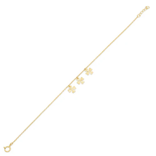 Load image into Gallery viewer, 14K Yellow Gold Diamond Cut Flour Leaf Clover Charms Adjustable Bracelet