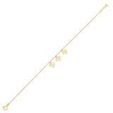 14K Yellow Gold Diamond Cut Flour Leaf Clover Charms Adjustable Bracelet