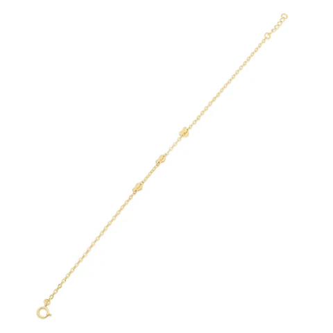 14K Yellow Gold Heart Engraved Love Charm Adjustable Bracelet
