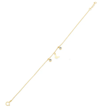 Load image into Gallery viewer, 14K Yellow Gold Butterfly And Round Opal Charms Adjustable Bracelet