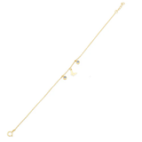 14K Yellow Gold Butterfly And Round Opal Charms Adjustable Bracelet