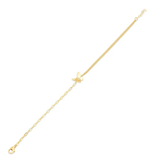 14K Yellow Gold Butterfly Charm Double Strand Paperclip Adjustable Bracelet