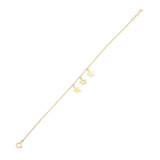 14K Yellow Gold Three Stars Diamond Cut Charm Adjustable Bracelet