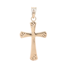 Load image into Gallery viewer, 14K Yellow Gold Two Sided Beaded Edge Hollow Tube Cross Pendant