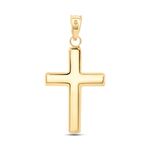 Load image into Gallery viewer, 14K Yellow Gold Two Tone Plain Hollow Tube Cross Pendant
