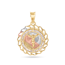 Load image into Gallery viewer, 14K Yellow Gold Two Tone 20mm Diamond Cut Bezel Jesus Christ Clear CZ Pendant