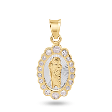 Load image into Gallery viewer, 14K Yellow Gold 18mm Oval Saint Jude Clear CZ Pendant