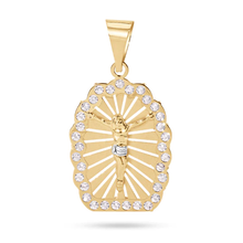 Load image into Gallery viewer, 14K Yellow Gold Two Tone 26mm Jesus Christ Clear CZ Pendant