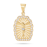 14K Yellow Gold Two Tone 26mm Jesus Christ Clear CZ Pendant