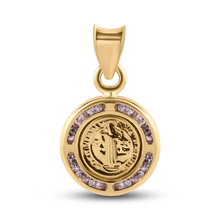 Load image into Gallery viewer, 14K Yellow Gold 11.5mm Saint Benedict Medal Clear CZ Pendant