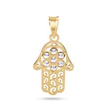Load image into Gallery viewer, 14K Yellow Gold Hamsa Clear CZ Pendant