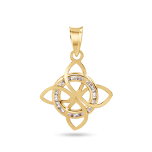 Load image into Gallery viewer, 14K Yellow Gold Witches Knot Nudo De Bruja Clear CZ Pendant