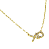 Sterling Silver Gold Plated Clear CZ XO Pendant Necklace
