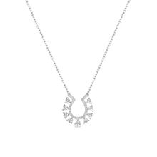 Load image into Gallery viewer, Sterling Silver Rhodium Plated Horseshoe Clear CZ Studded Necklace