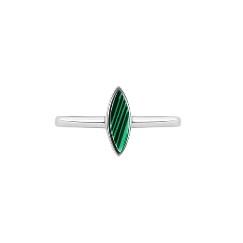 Sterling Silver Rhodium Plated Green Accent Stone Cat's Eye Ring