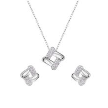 Load image into Gallery viewer, Sterling Silver Rhodium Plated Woven Design Earring and Pendant Set