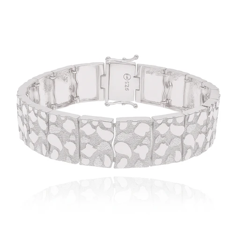 Sterling Silver Anti Tarnish Non Plated Clustered Nugget 15.9mm Bracelet