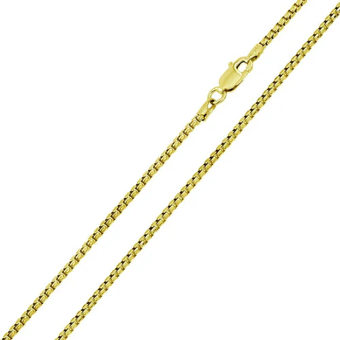 Sterling Silver Gold Plated 2.6mm Round Box Chains