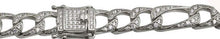 Load image into Gallery viewer, OVERSTOCK- Sterling Silver Rhodium Plated CZ Encrusted Figaro Chains--Length 24&quot;