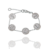 Sterling Silver High Polished Saint Benedict Prayer Medal Adjustable Bracelet